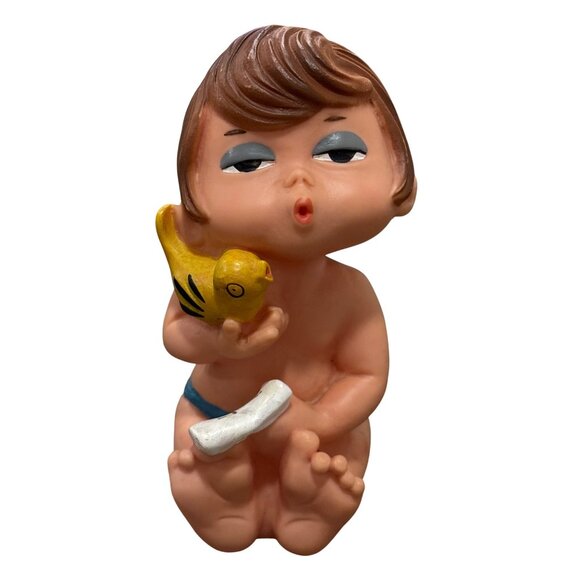 Vintage Rubber Squeaker Toy Ideal Baby Girl Singing with Bird & Music - Picture 7 of 11